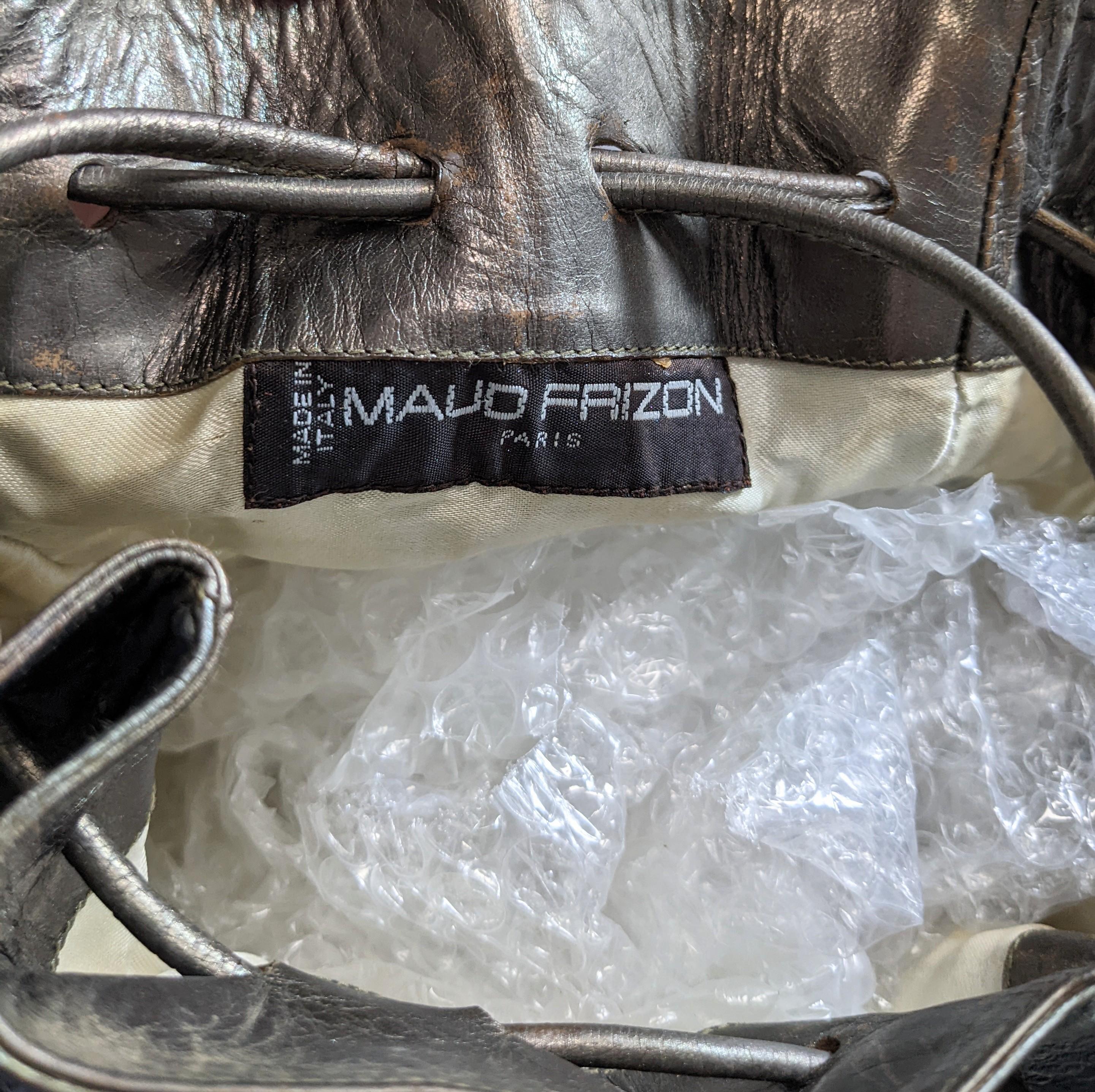 Maud Frizon 2 Tone Metallic Leather Drawstring Bag For Sale 1
