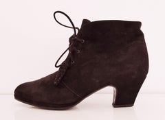 Maud Frizon Black Heeled Laced Velvet Ankle Boots - Size 39 1/2