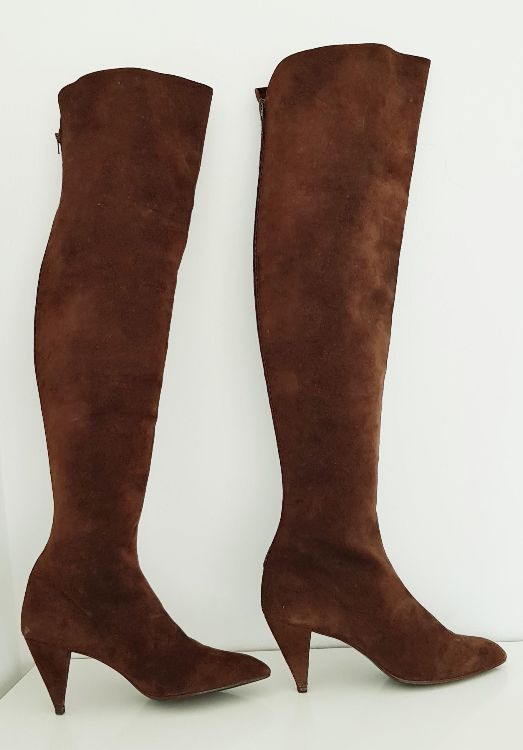 Maud Frizon Tall Brown Suede Boots - SIze 39 1/2 (59) For Sale 3