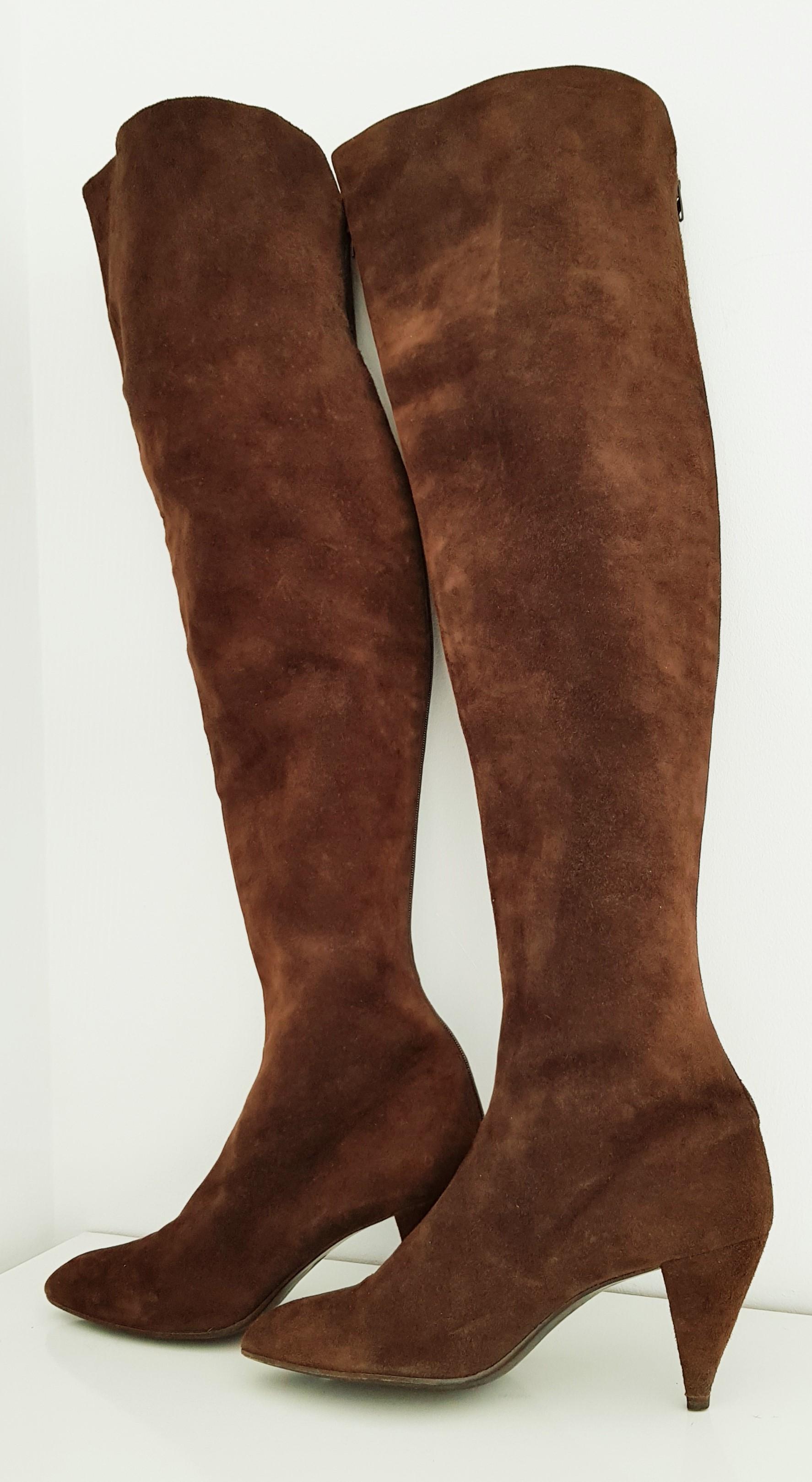 Maud Frizon Tall Brown Suede Boots - SIze 39 1/2 (59) For Sale 4