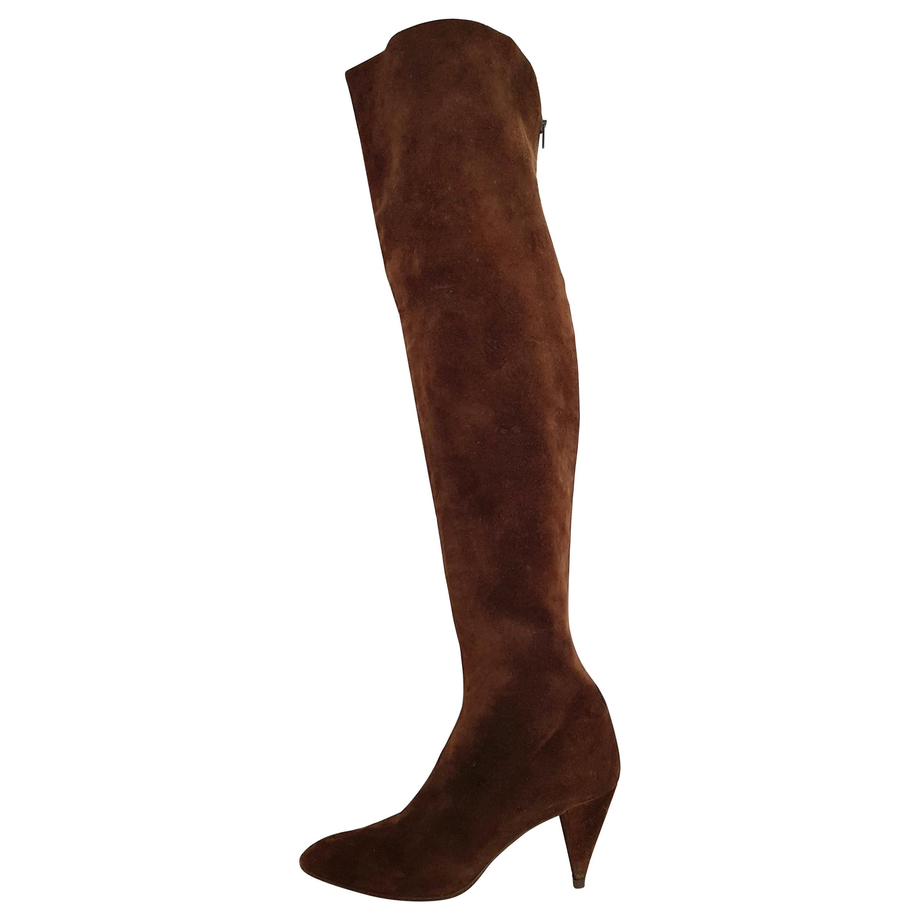 Maud Frizon Tall Brown Suede Boots - SIze 39 1/2 (59) For Sale