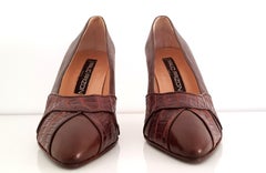 Maud Frizon Wild Crocodile and Wood Heels. NEW. Size 39