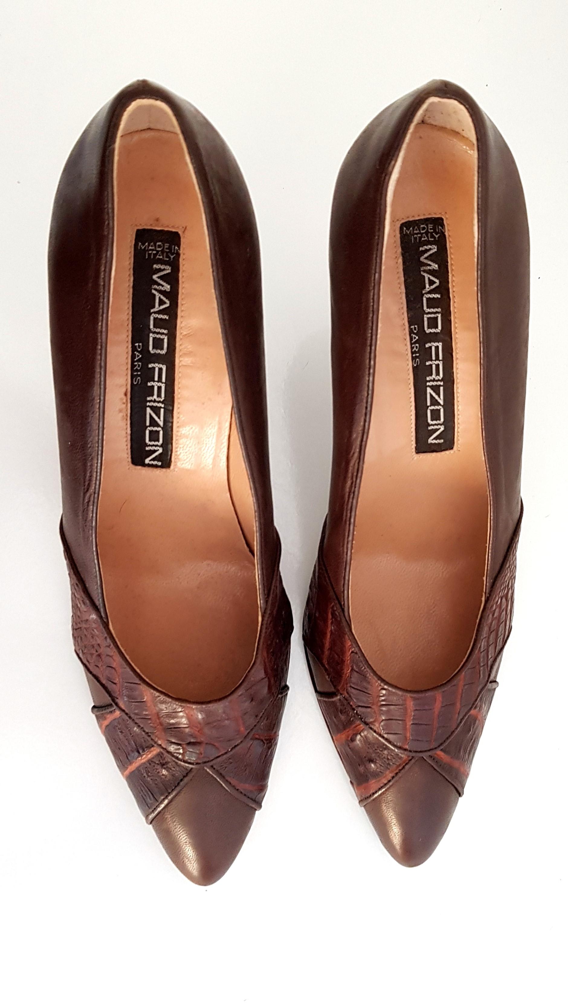 Maud Frizon Wild Crocodile and Wood Heels. NEW. Size 39 For Sale 2