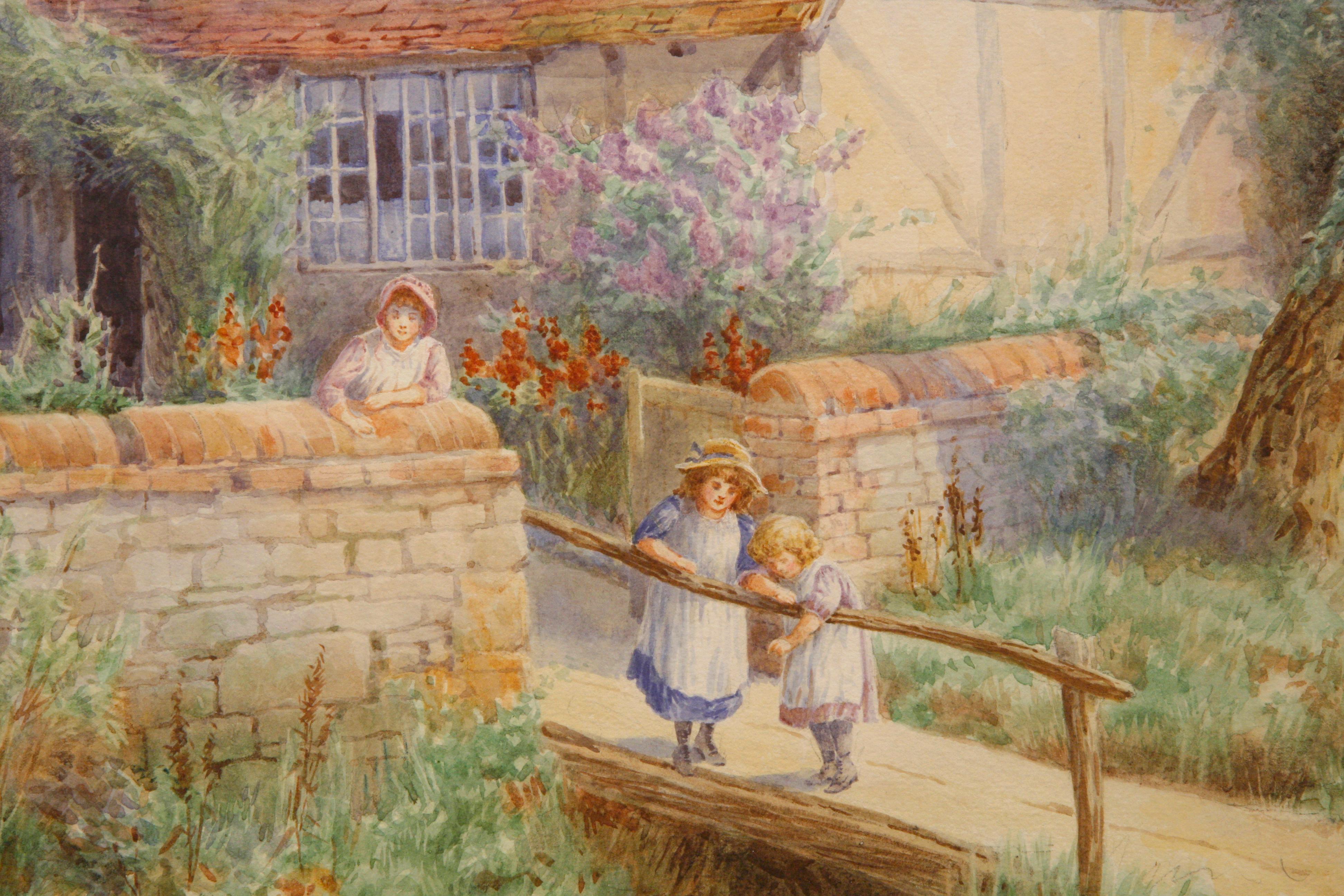 Country Cottage - Painting by Maud Hollyer