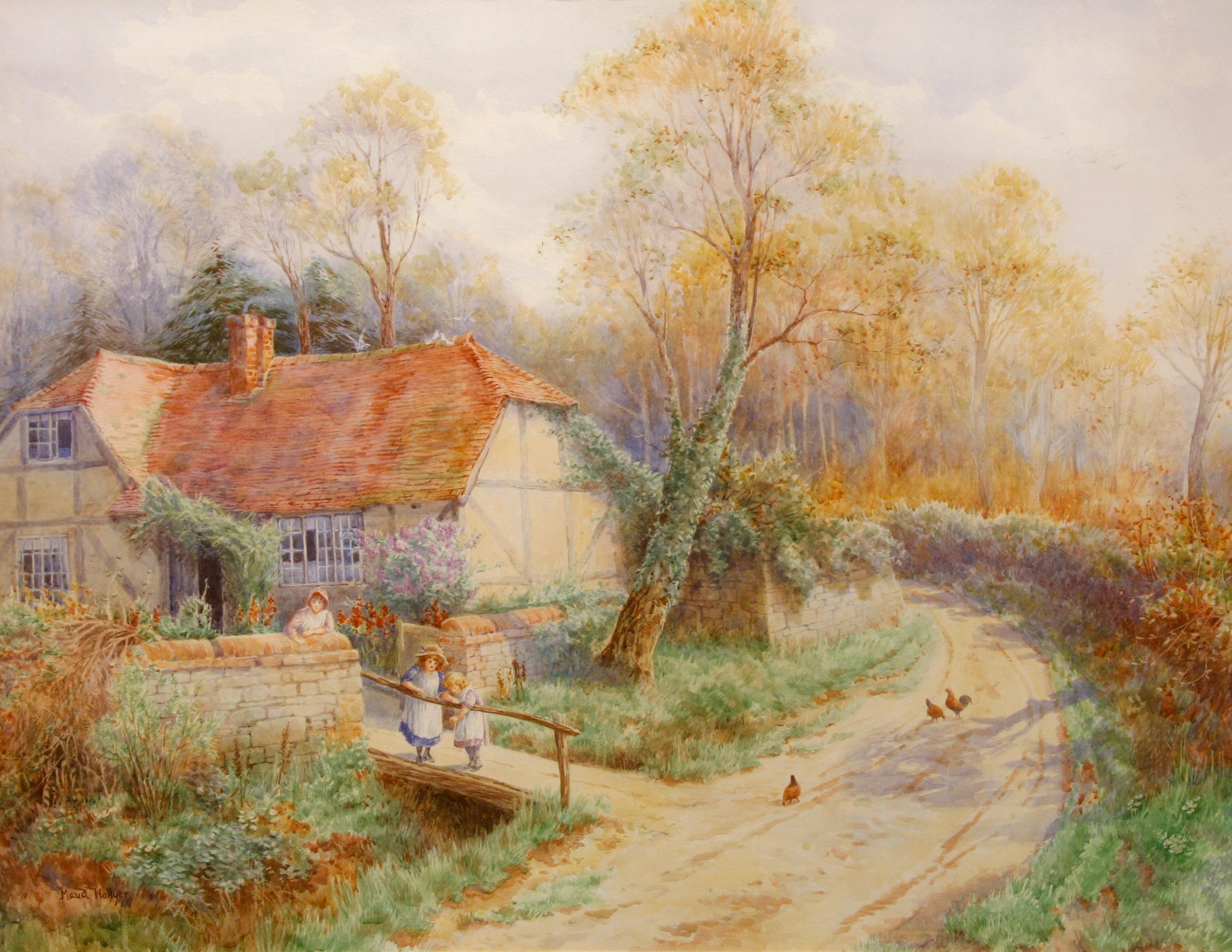 Maud Hollyer Landscape Painting - Country Cottage