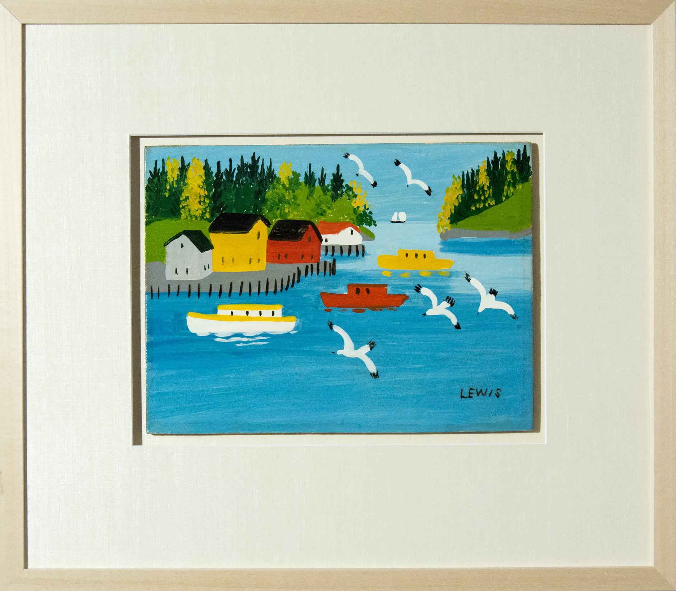 Boats at Sandy Cove - Painting by Maud Lewis