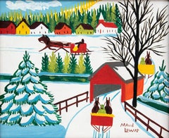 Covered Bridge in Winter with Cloud
