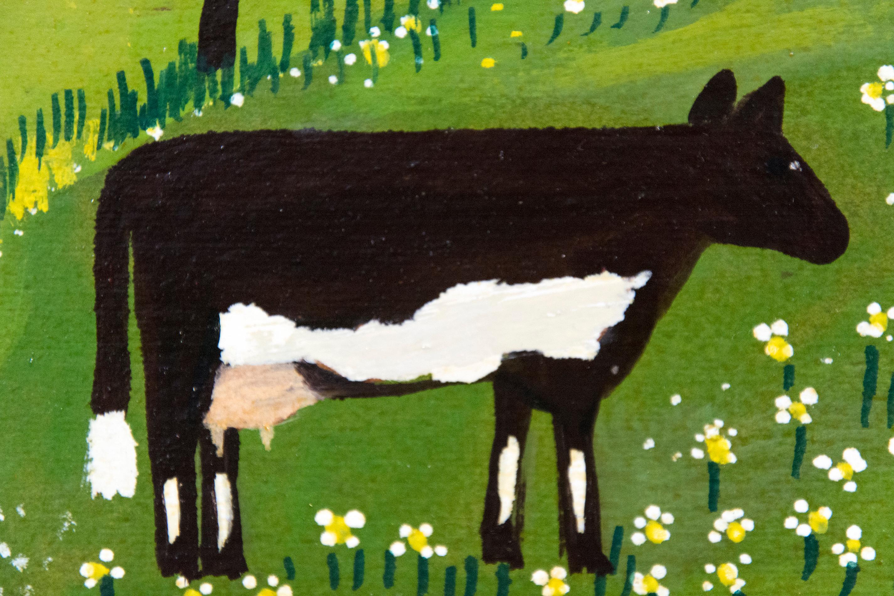 Kuh im Frühling (Volkskunst), Painting, von Maud Lewis