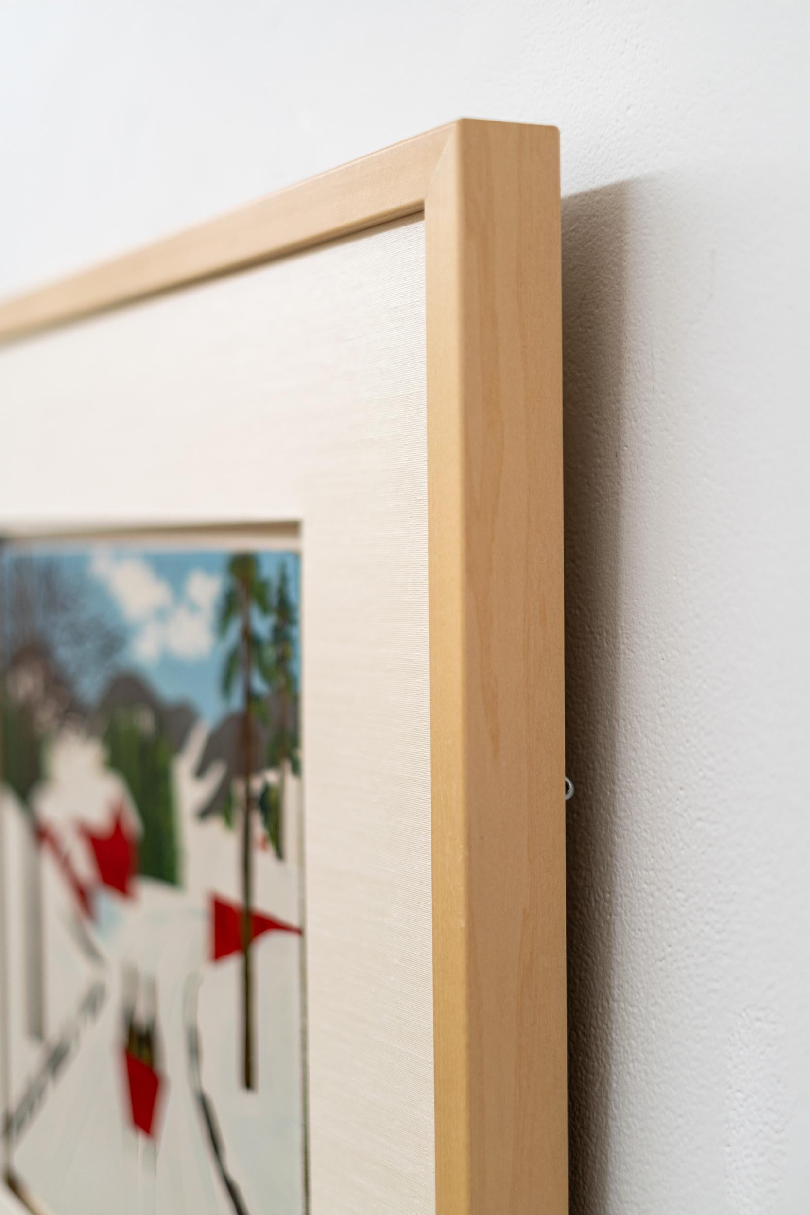 Roter Schlitten auf der Winterstraße - figurativ, Außenseiterkunst, Öl auf Biberpappe im Angebot 4