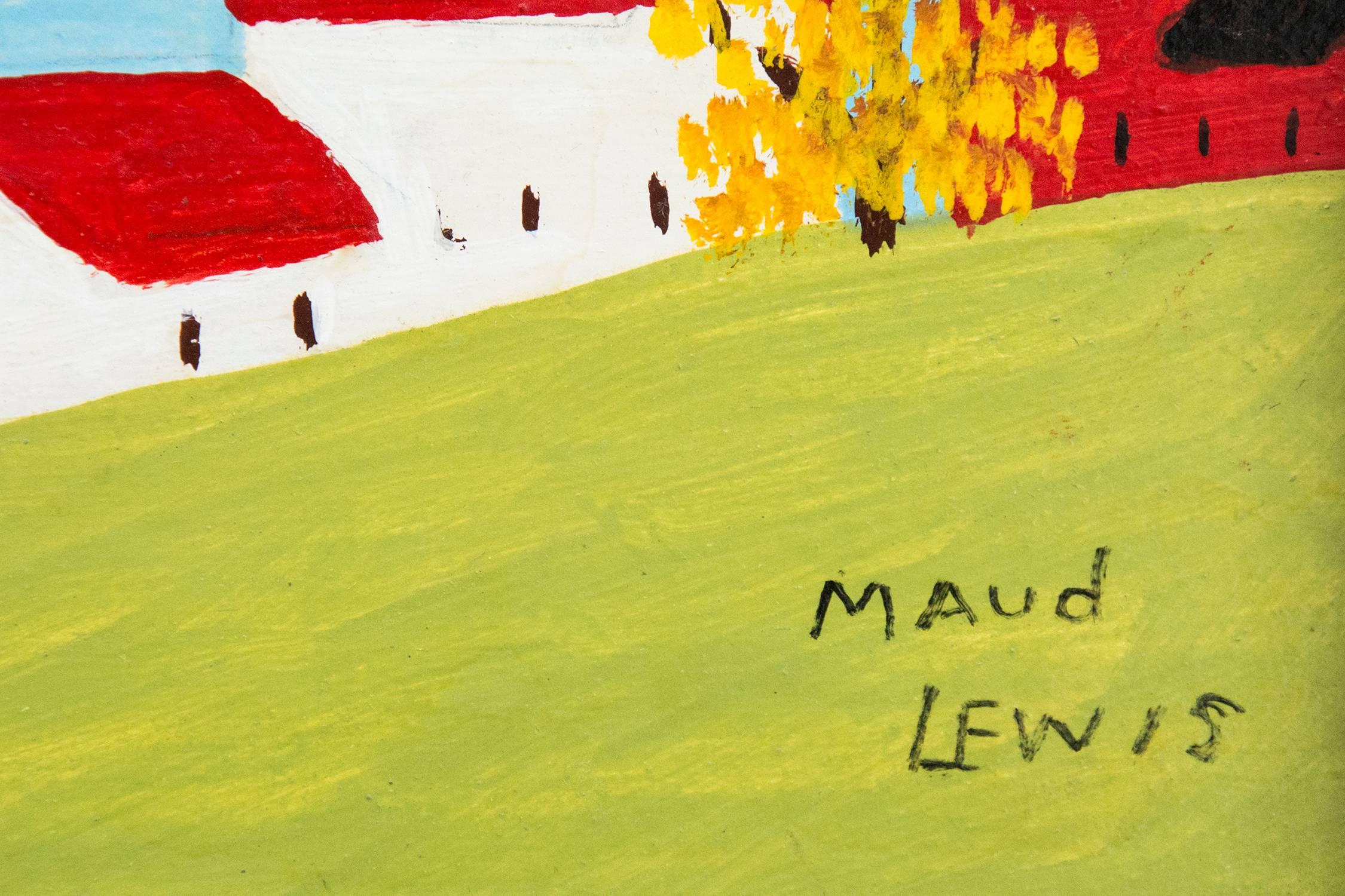 Sandy Cove with Fall Colors - Painting by Maud Lewis