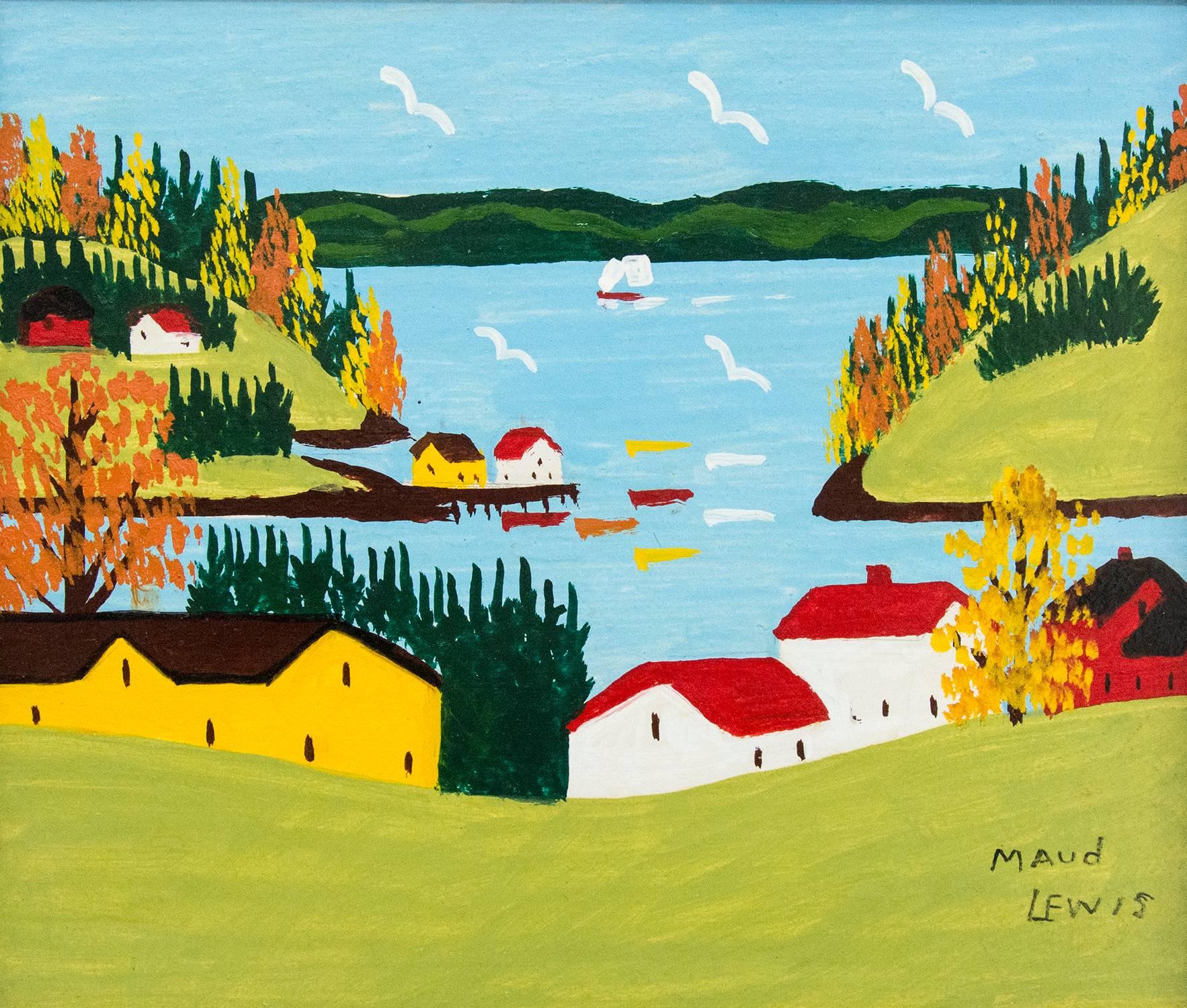 Maud Lewis Landscape Painting - Sandy Cove with Fall Colors