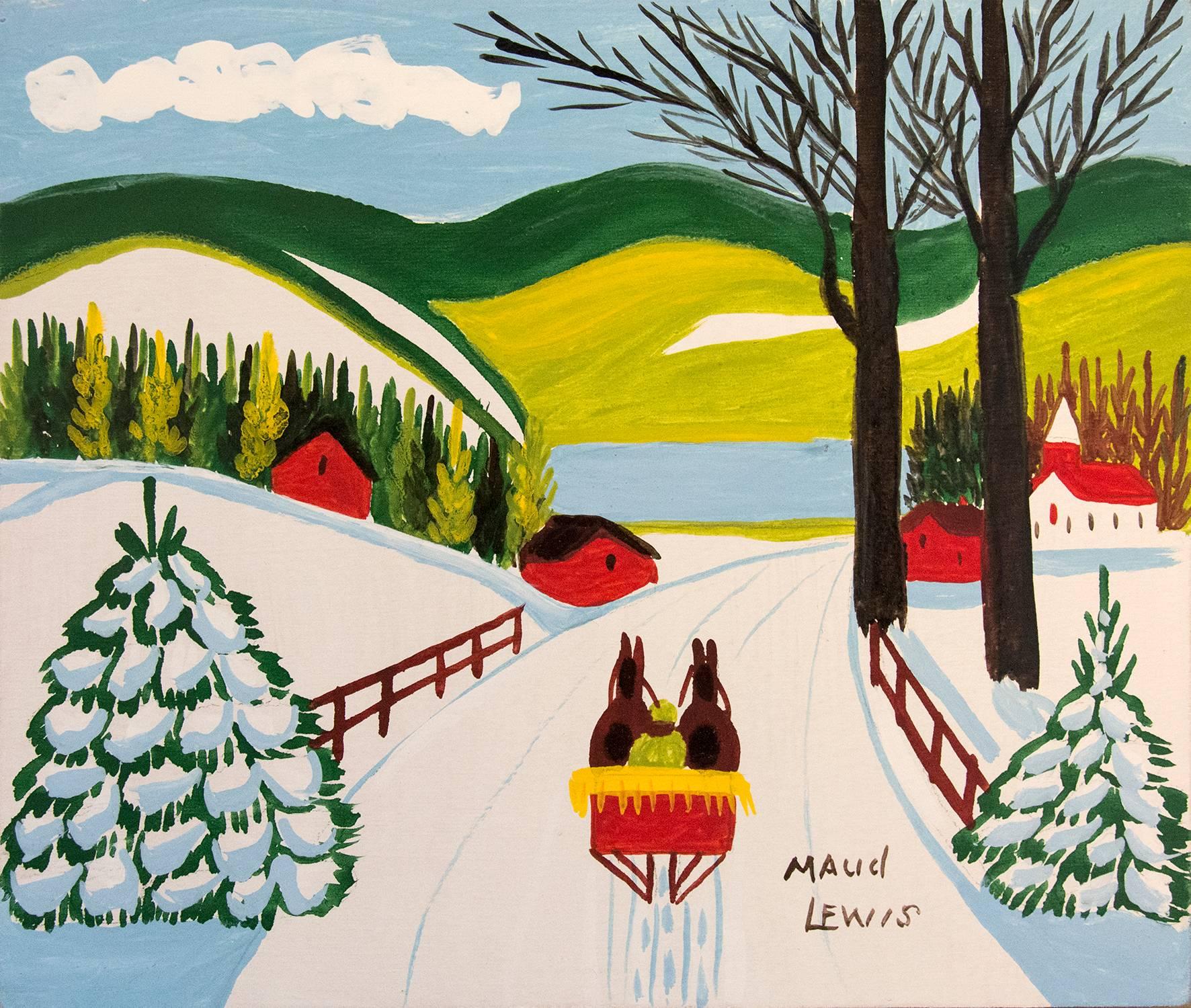 Maud Lewis Landscape Painting - Sleigh