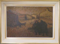 Vintage Original large Expressionist Figurative oil painting by English artist c.1960s