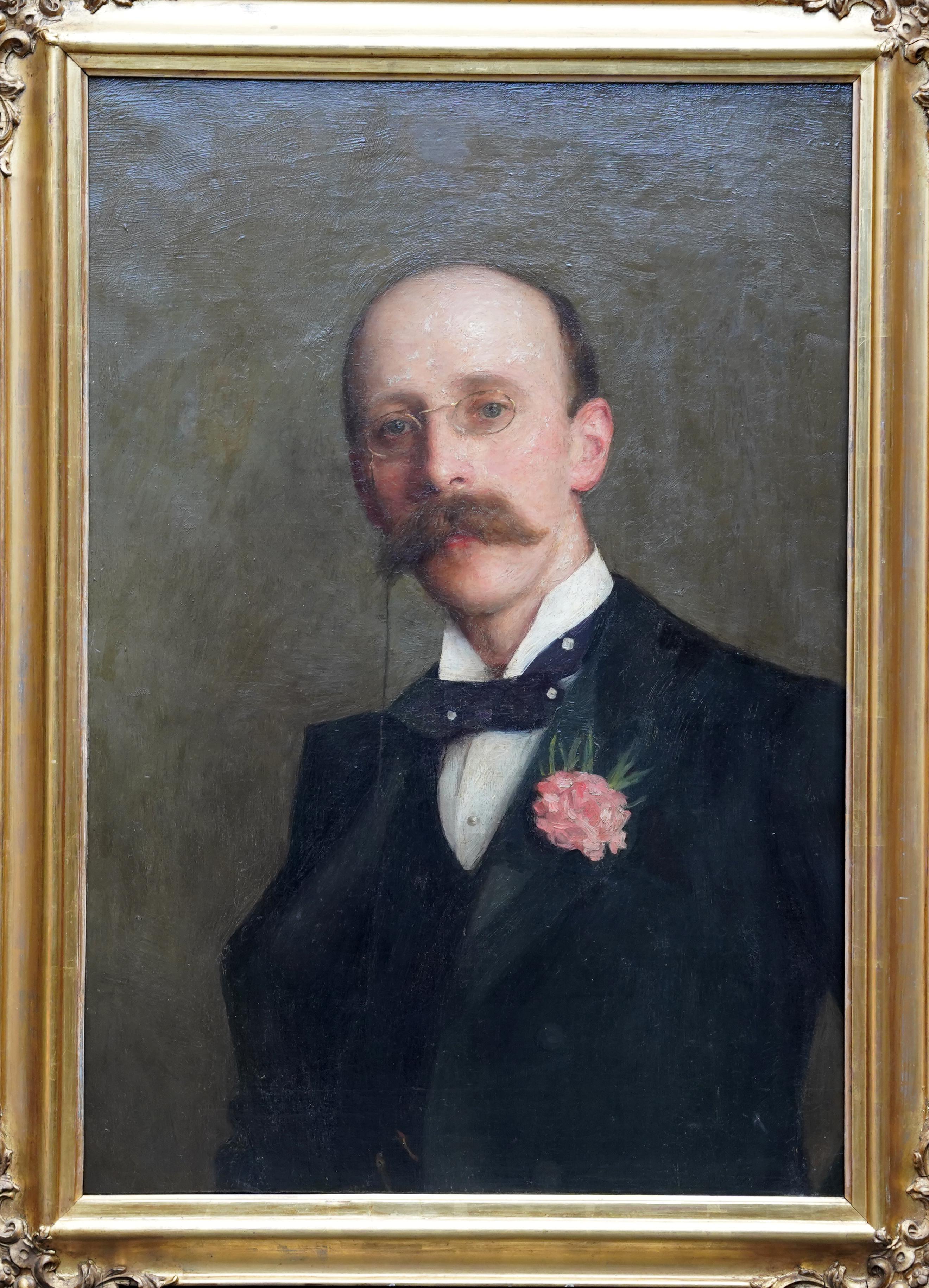 Retrato de G W Barber JP - Pintura al óleo de arte victoriano británico expuesto en venta 3