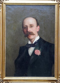 Portrait de G W Barber JP - peinture à l'huile victorienne britannique exposée