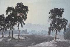 Monochrome River Valley Landscape