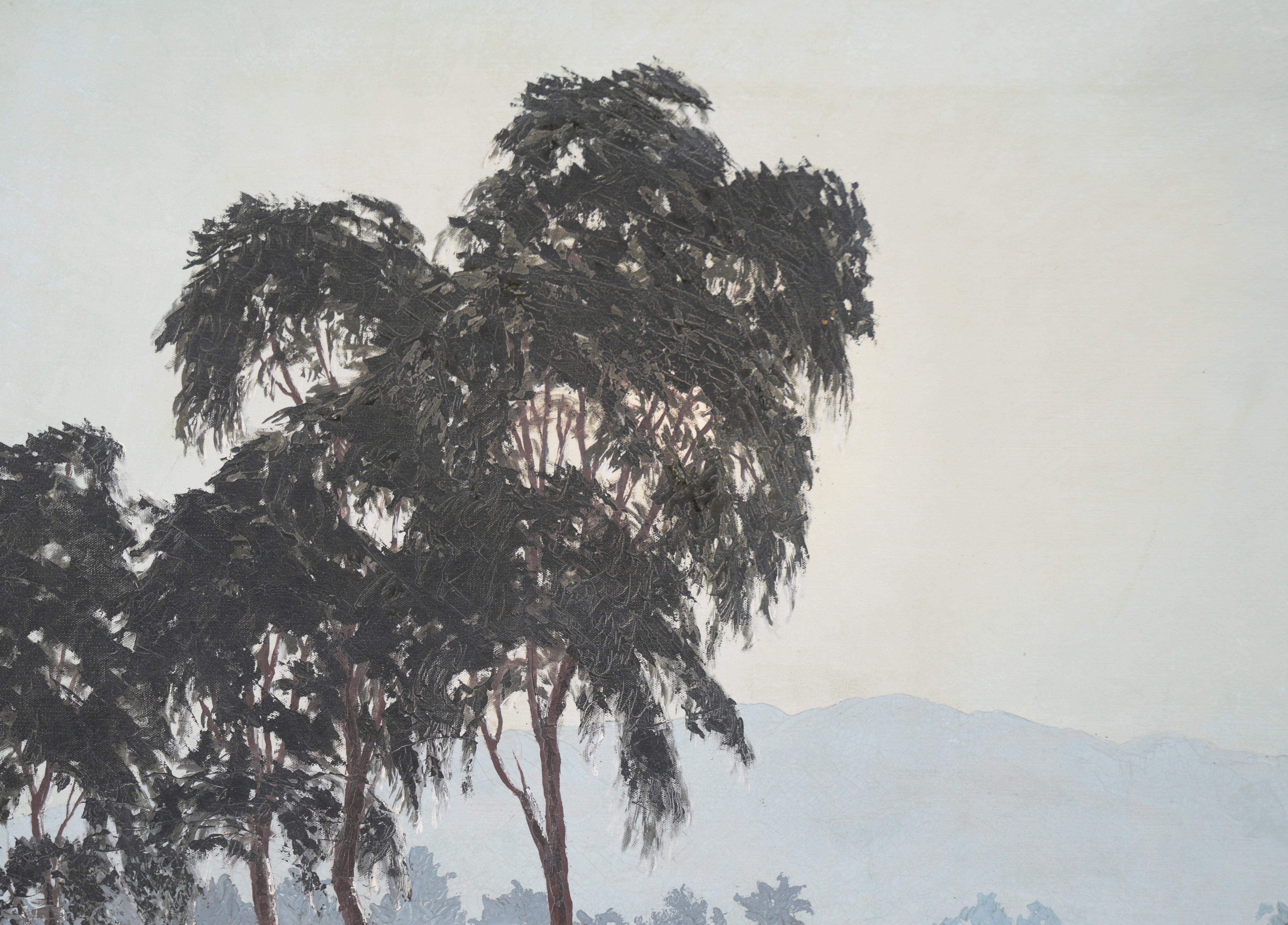 Paisaje monocromo del valle del río - Painting impresionista estadounidense de Maud Swigert