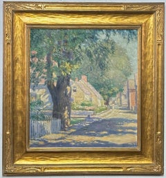 Maude M Mason Oil on Canvas New England Village Scene Painting