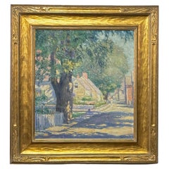 Maude M Mason Óleo sobre lienzo Pintura Escena de pueblo de Nueva Inglaterra