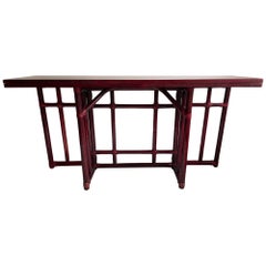 Maugrion Rattan Flip-Top Console or Dining Table Mid-Century