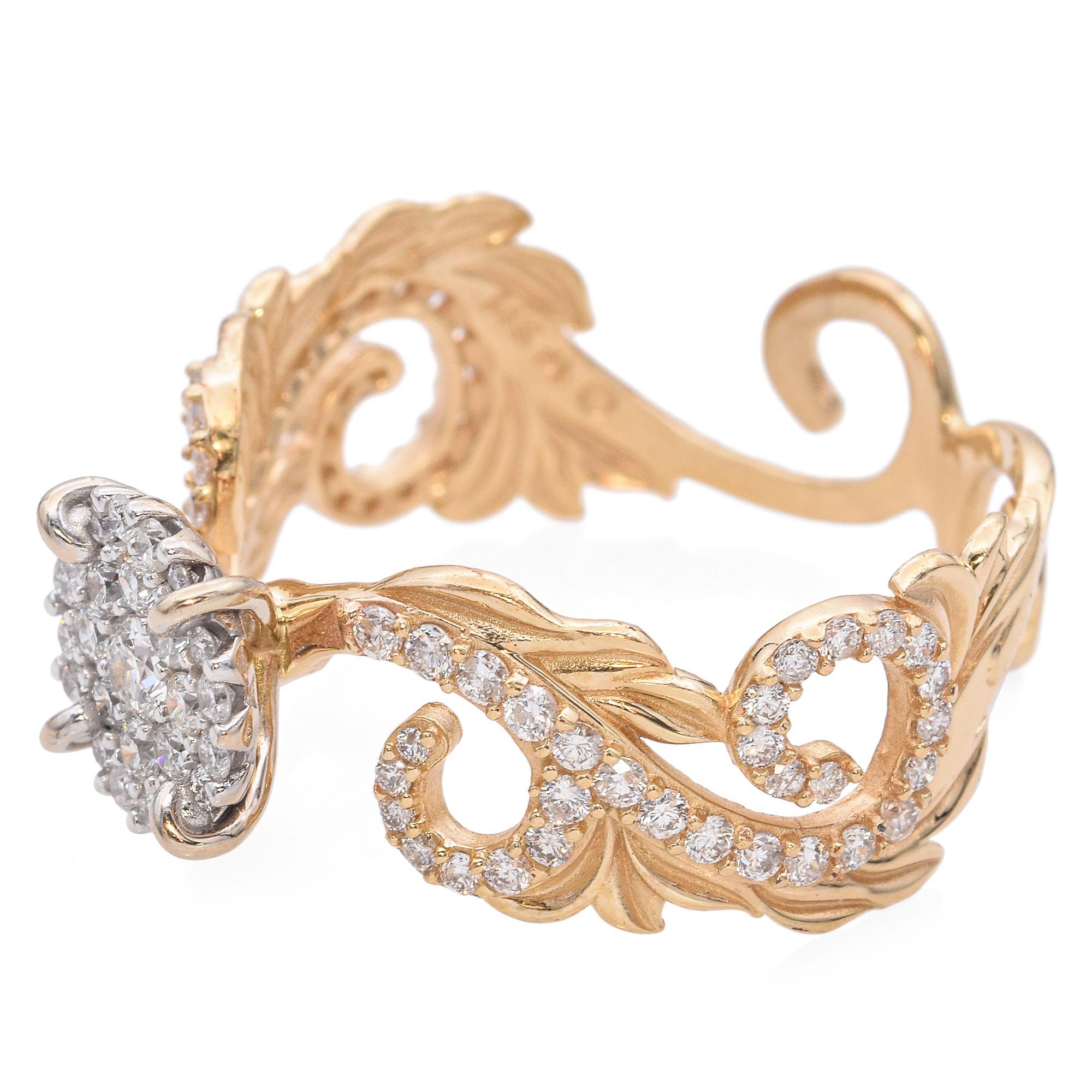 Maui Divers 14k Yellow Gold Pave Diamond Ring In Good Condition For Sale In New York, NY