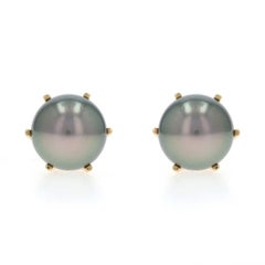 Maui Divers Tahitian Pearls Stud Earrings - Yellow Gold 18k Pierced