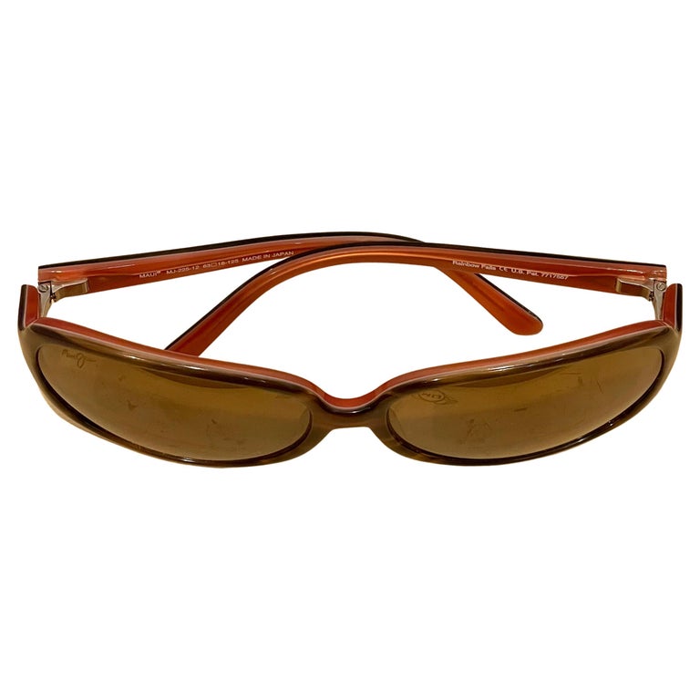 Maui Jim Sunglasses Rainbow Falls Brown Cinnamon MJ225 12 Polarized Made Japan In Excellent Condition For Sale In New York, NY