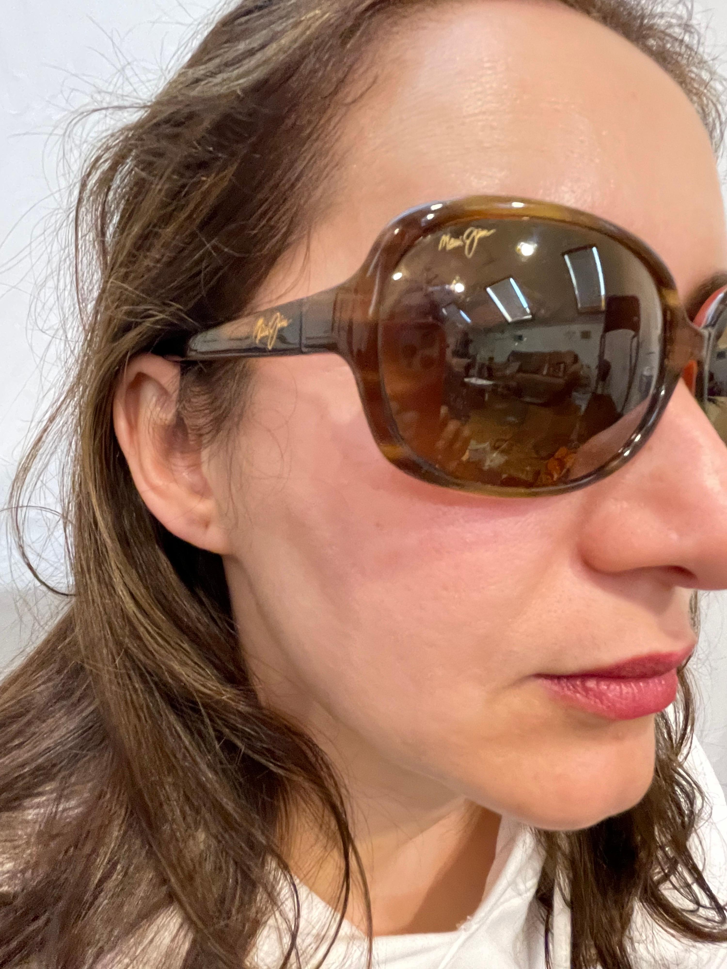 Maui Jim Sunglasses Rainbow Falls Brown Cinnamon MJ225 12 Polarized Made Japan In Excellent Condition In New York, NY