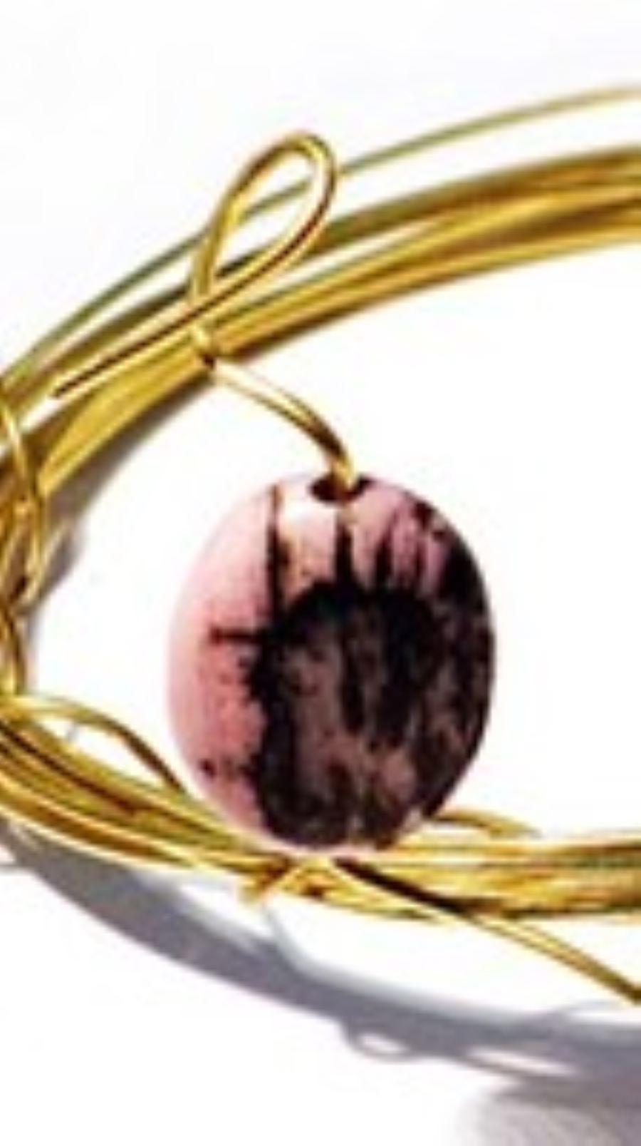 Bead MAUKE V JEWELRY Brass Bangle Spring With Rhodonite For Sale