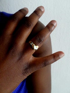 MAUKE V JEWELRY Brass, Sterling Silver Ring Two Hearts