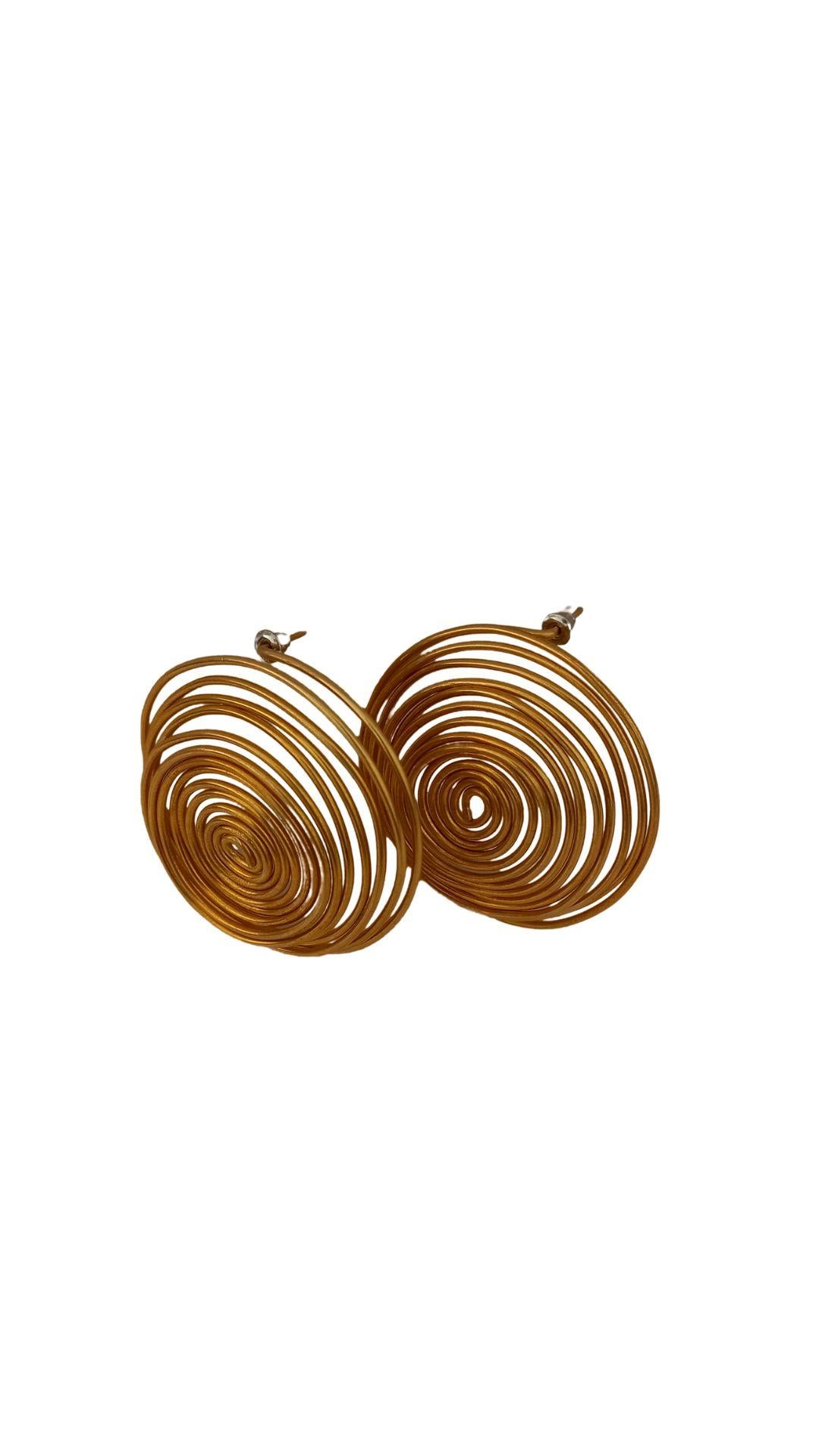 Contemporary MAUKE V JEWELRY Brass Swirl Earrings For Sale