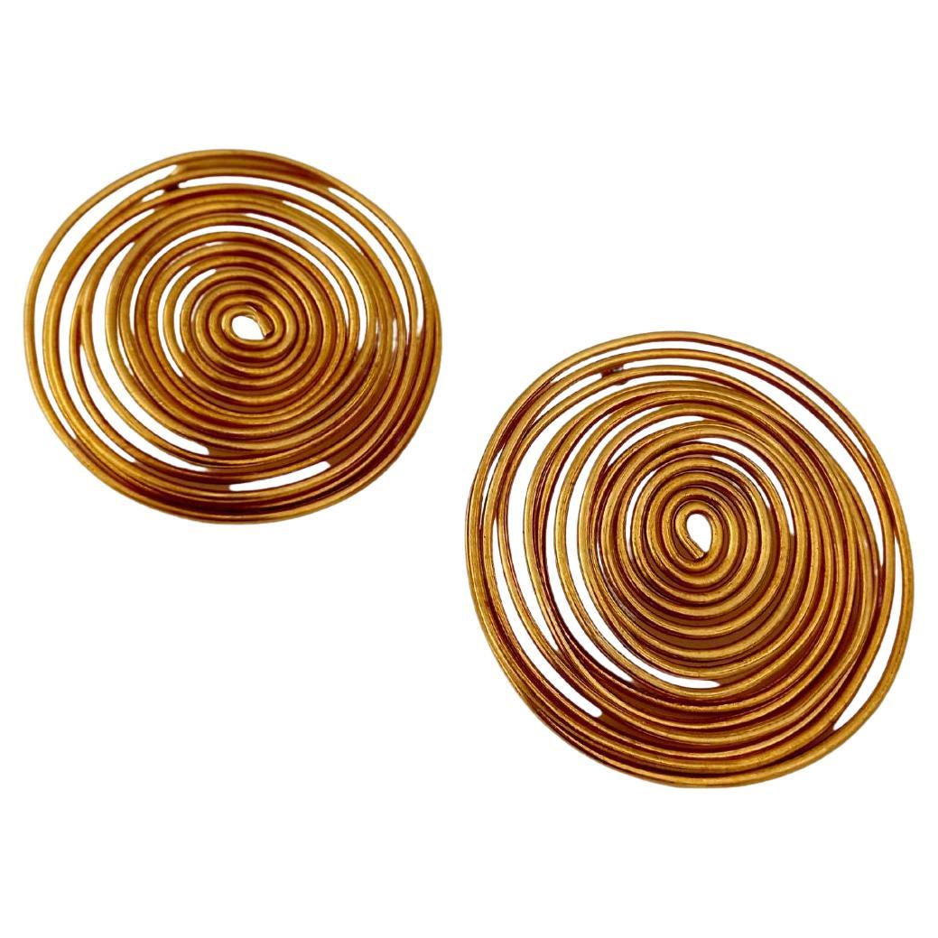 MAUKE V JEWELRY Brass Swirl Earrings For Sale