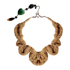 MAUKE V JEWELRY Handcrafted Neckpiece Flower With Turquoise And Picasso Jasper