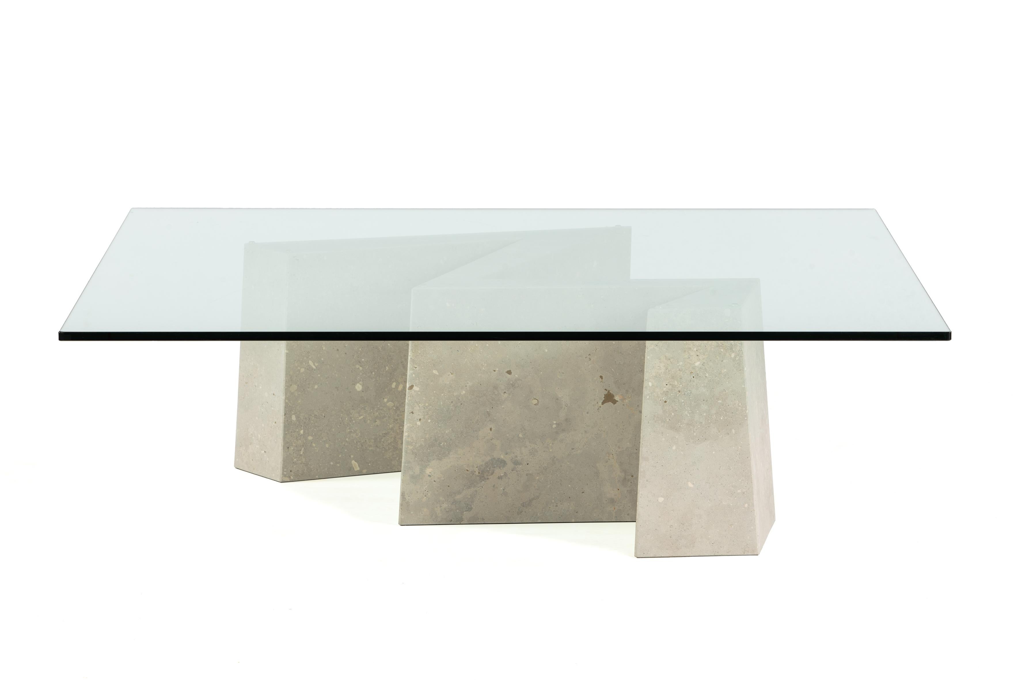 Modern Maule Limestone Design Coffee Table Campaspero Marble Joaquín Moll in Stock For Sale