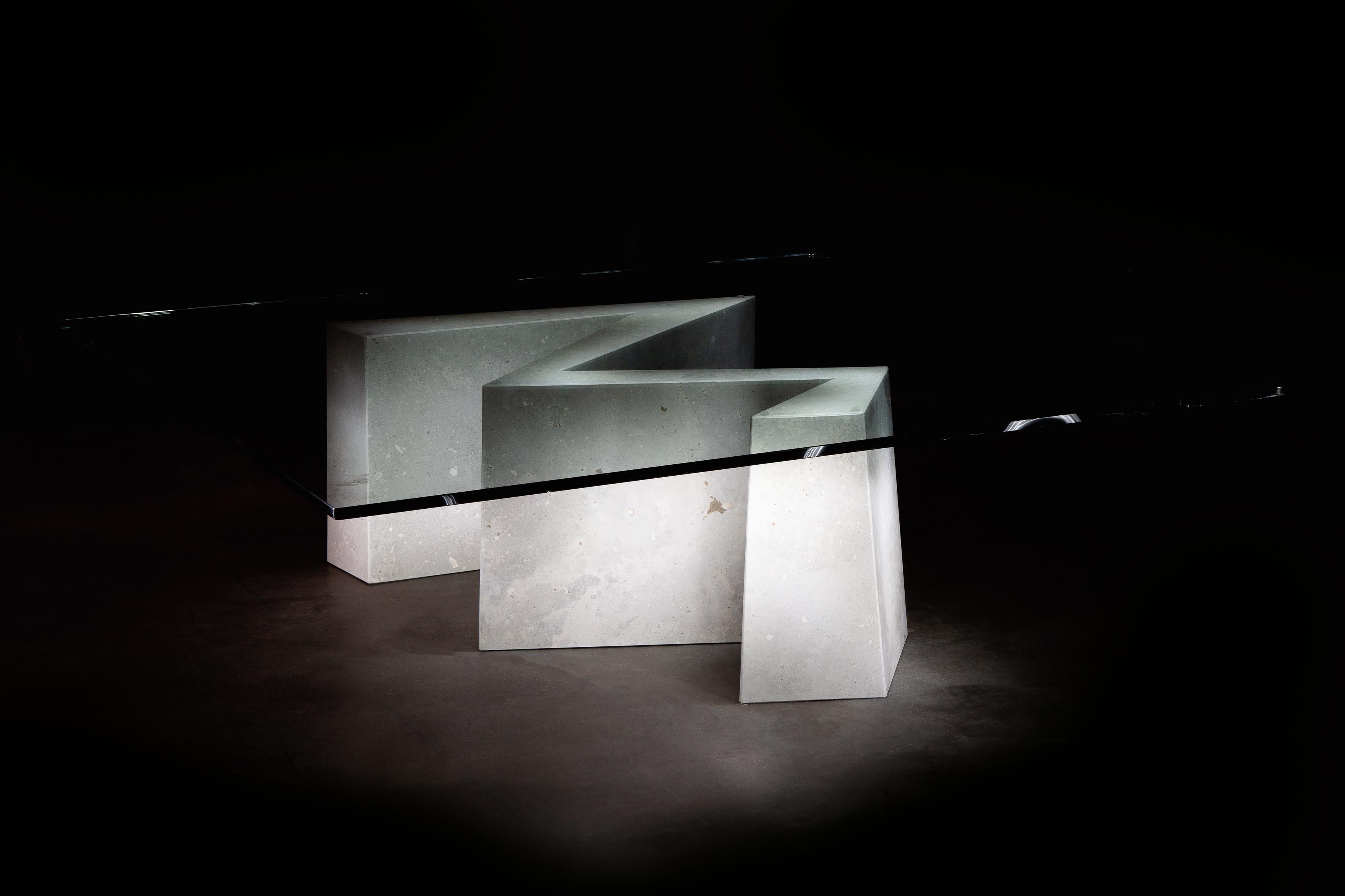 Contemporary Maule Limestone Design Coffee Table Campaspero Marble Joaquín Moll in Stock For Sale