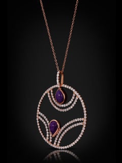 Cercle de la Vie ~ Pavé Diamonds, Sugilite Necklace 18k Gold