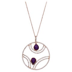 Cercle de la Vie ~ Pavé Diamonds, Sugilite Necklace 18k Gold