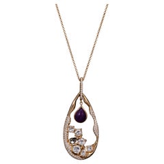 Maun Collection: Thessaloniki ~ Champagne Diamonds & Sugilite Necklace 18k Gold