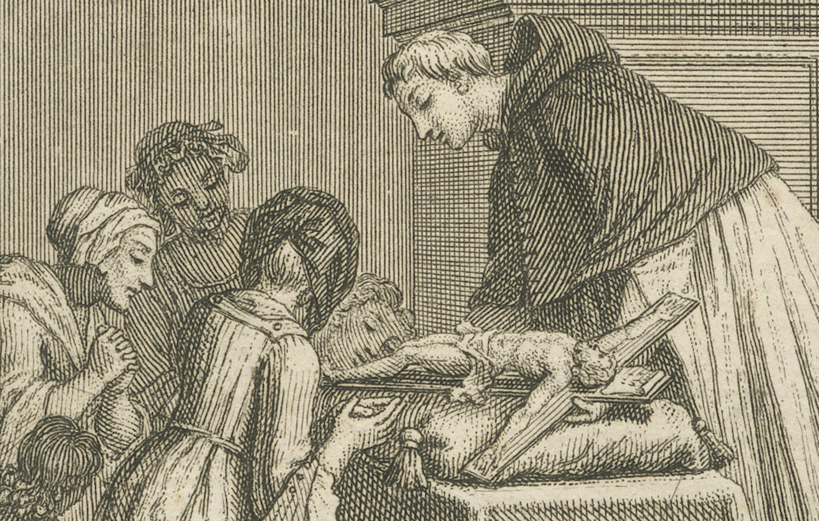 Titel: Gründonnerstag und Karfreitag - Seltener katholischer Kupferstich von 1734 zur Karwoche

Beschreibung: Dieser wunderschön detaillierte Kupferstich aus dem 18. Jahrhundert zeigt zwei wichtige Rituale der christlichen Karwoche - Gründonnerstag