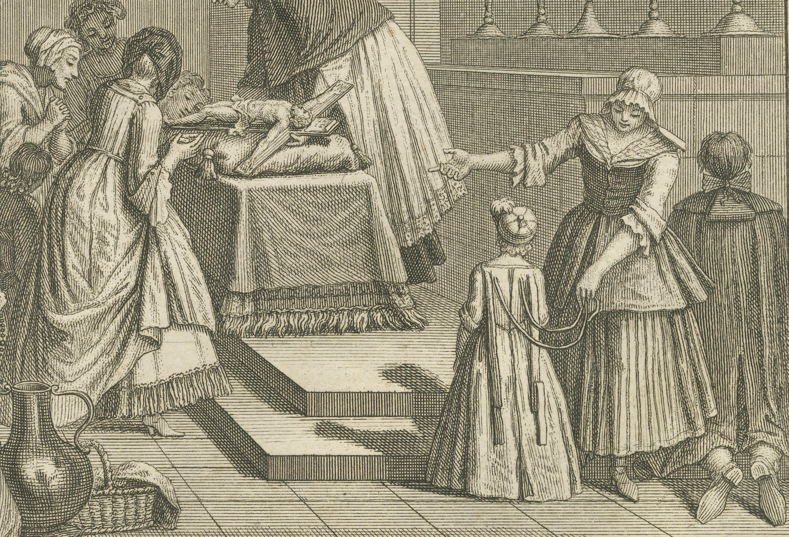 Gründonnerstag und Karfreitag - Alter katholischer Kupferstich von 1734 zur Karwoche (Mitte des 18. Jahrhunderts) im Angebot