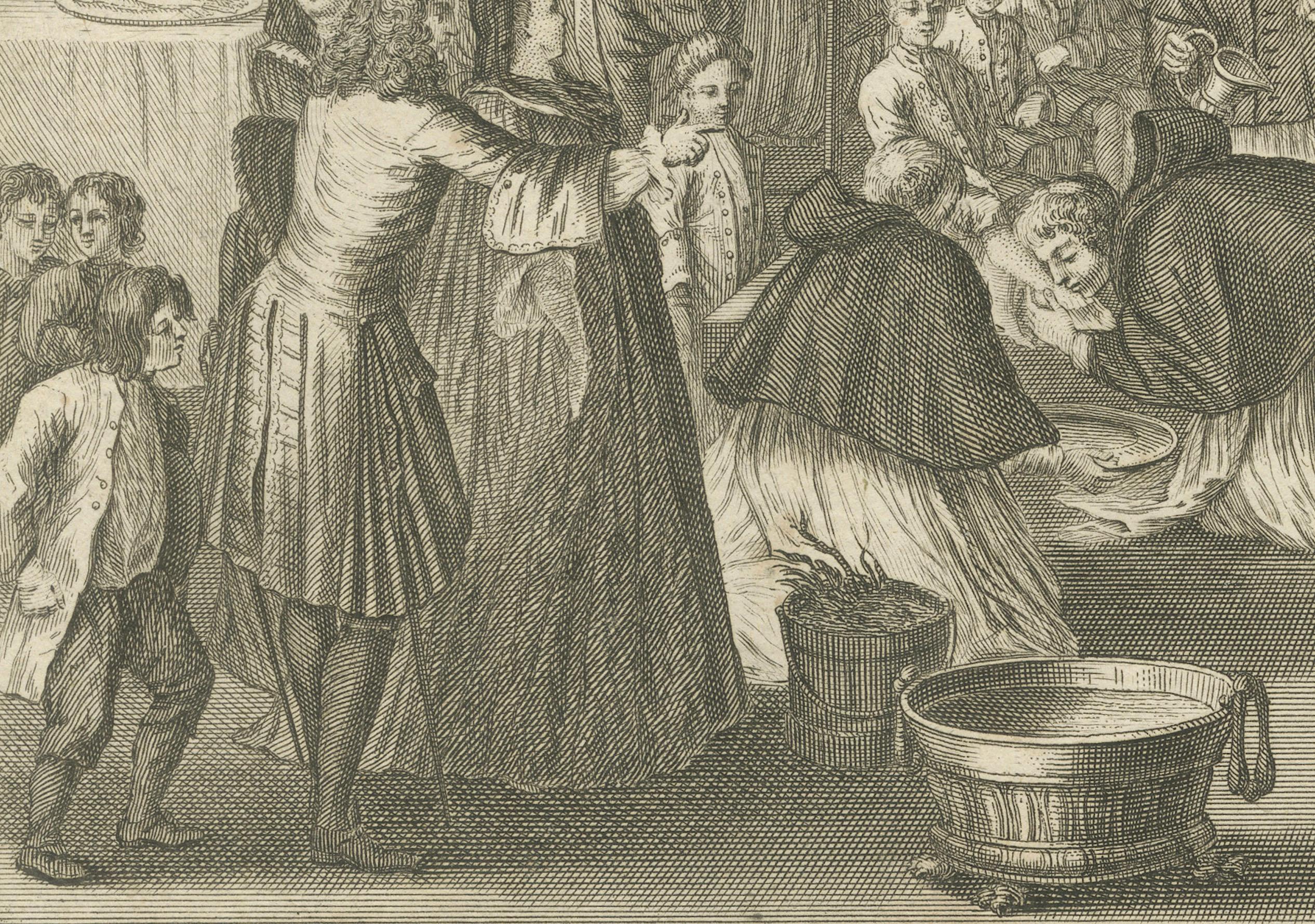 Gründonnerstag und Karfreitag - Alter katholischer Kupferstich von 1734 zur Karwoche (Papier) im Angebot