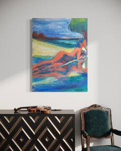 "Anne's Dream" by Maura Petersen - Expressionist Figurative of a Woman Lounging