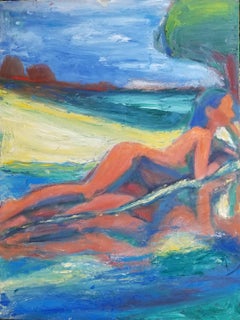 "Sueño de Ana" de Maura Petersen - Figuración expresionista de una mujer tumbada