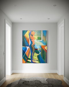 'Scena di bagno' di Maura Petersen - Pittura figurativa espressionista colorata