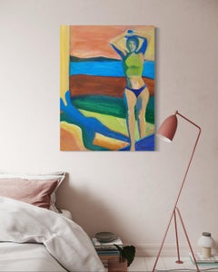 "Bay Figure" by Maura Petersen - Expressionist Figure of a Woman in Green