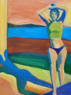 "Bay Figure" by Maura Petersen - Expressionist Figure of a Woman in Green