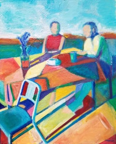„Couple by the Bay“ von Maura Petersen – lebhaftes, abstraktes, figuratives Paar