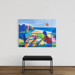 "Dillon Beach Couple II" Colorful Contemporary Figurative Acrylic Painting, 2026