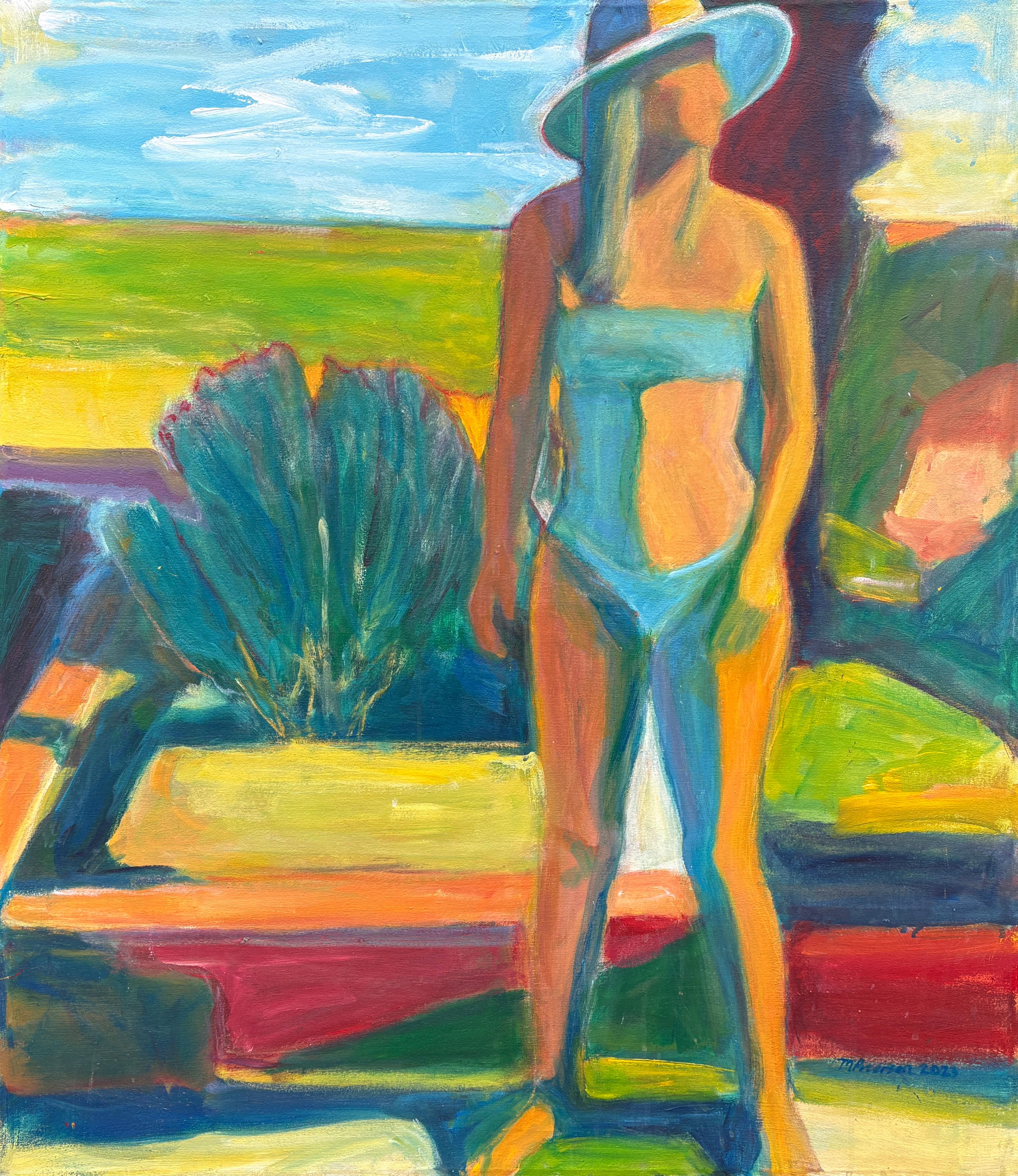 "Figure in Blue Suit", Contemporary Figurative Piece, Vibrant Acrylic on Canvas