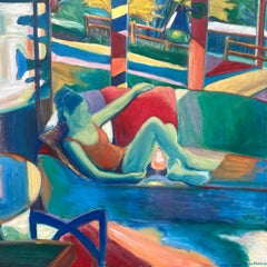 'Figure on Couch' by Maura Petersen - Figurative Abstract of a Woman Sitting